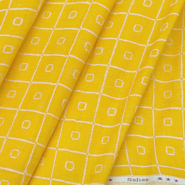Shirt Fabric Solino Pure Linen Jacquard Colour Macaroon Yellow