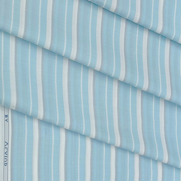 Shirt Fabric Arvind Cotton Blended Formal Lining Colour Powder Blue N Coin Grey