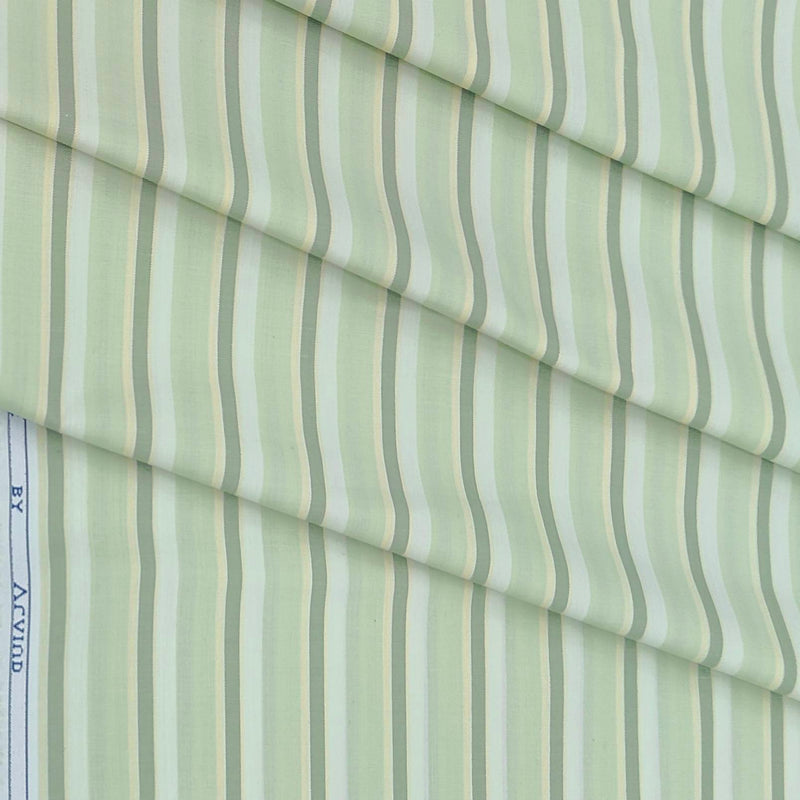 Shirt Fabric Arvind Cotton Blended Formal Lining Colour Nyanza Green N Smoke Grey