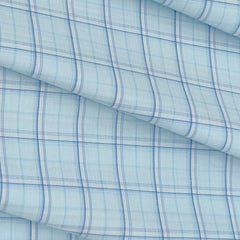 Shirt Fabric Arvind Cotton Blended Check Colour Iceberg Blue