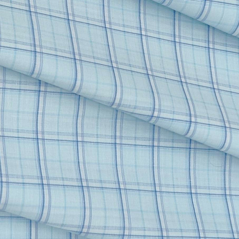 Shirt Fabric Arvind Cotton Blended Check Colour Iceberg Blue