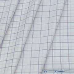 Shirt Fabric Arvind Cotton Blended Check Colour White N Ruby Red