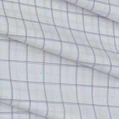 Shirt Fabric Arvind Cotton Blended Check Colour White N Ruby Red