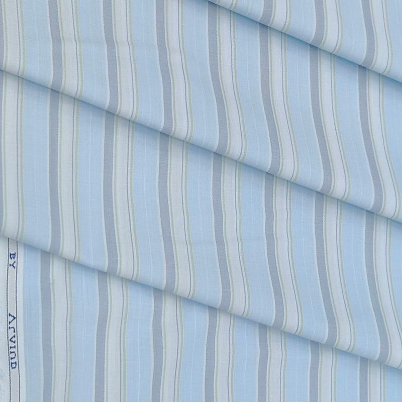 Shirt Fabric Arvind Cotton Blended Formal Lining Colour Sky Blue N Light Green