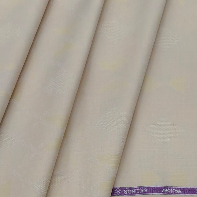 Shirt Fabric Soktas 100% Cotton Jacquard Colour Yellow N Cream