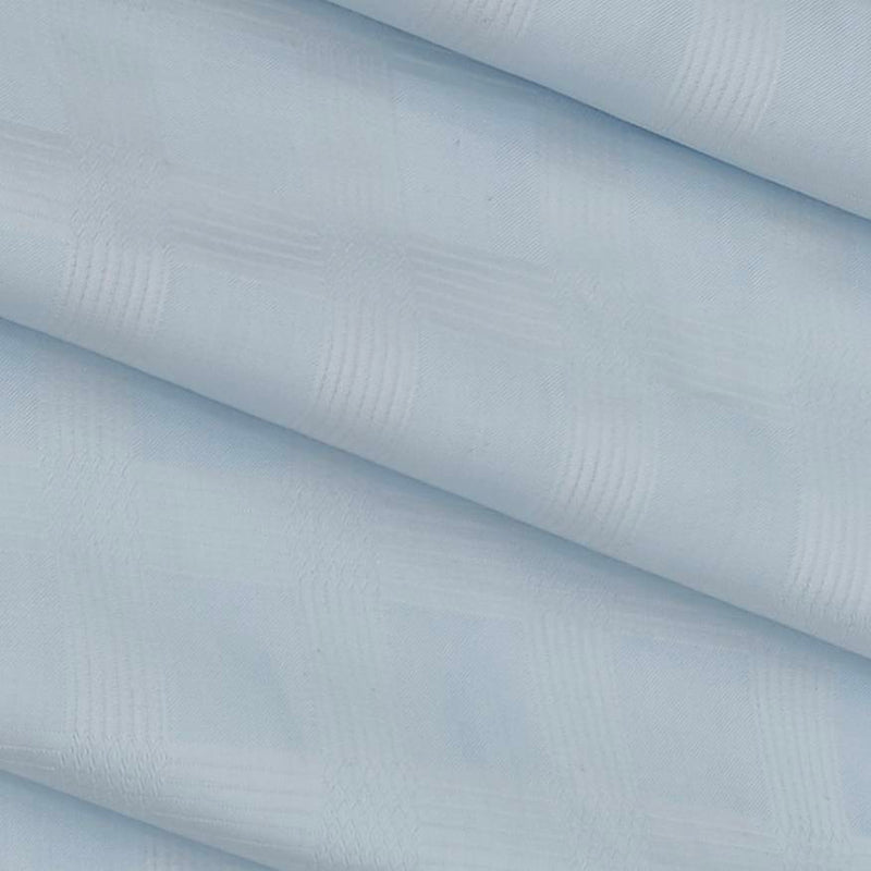 Shirt Fabric Soktas 100% Cotton Jacquard Check  Colour White N Sky Blue