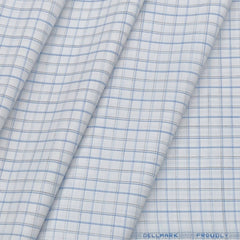 Shirt Fabric ManTire Poly Cotton Wrinkle Free Check Colour Blue N White
