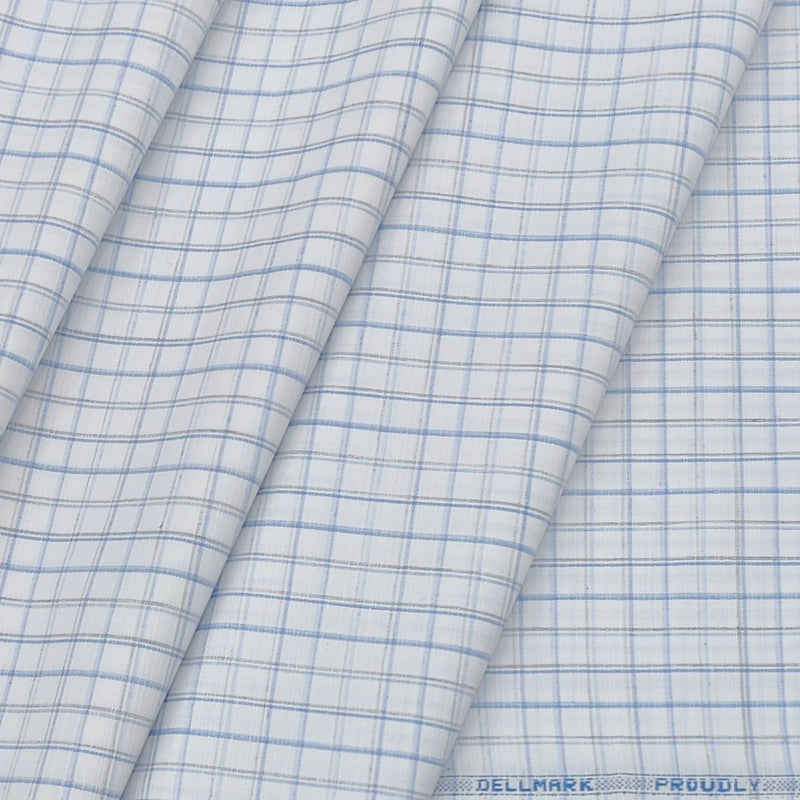 Shirt Fabric ManTire Poly Cotton Wrinkle Free Check Colour Blue N White