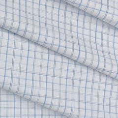Shirt Fabric ManTire Poly Cotton Wrinkle Free Check Colour Blue N White