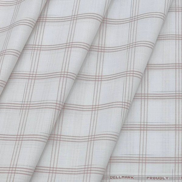 Shirt Fabric ManTire Poly Cotton Wrinkle Free Check Colour Flamingo Pink N White