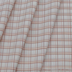 Shirt Fabric ManTire Poly Cotton Wrinkle Free Check Colour Light Brown N Muted Orange