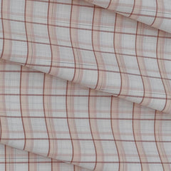 Shirt Fabric ManTire Poly Cotton Wrinkle Free Check Colour Light Brown N Muted Orange