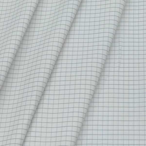 Shirt Fabric ManTire Poly Cotton Wrinkle Free Formal Small Check Colour White N Grey