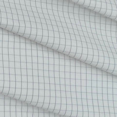 Shirt Fabric ManTire Poly Cotton Wrinkle Free Formal Small Check Colour White N Grey