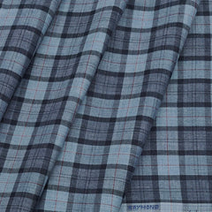 Shirt Fabric Raymond Cotton Blended Check Colour Bluish Grey