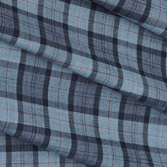 Shirt Fabric Raymond Cotton Blended Check Colour Bluish Grey