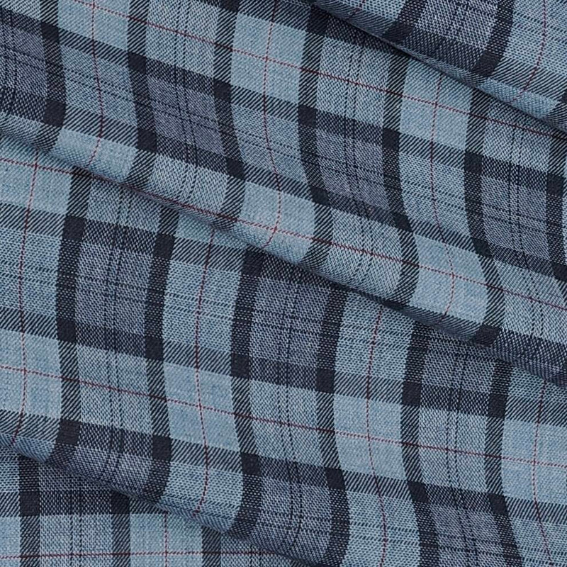 Shirt Fabric Raymond Cotton Blended Check Colour Bluish Grey
