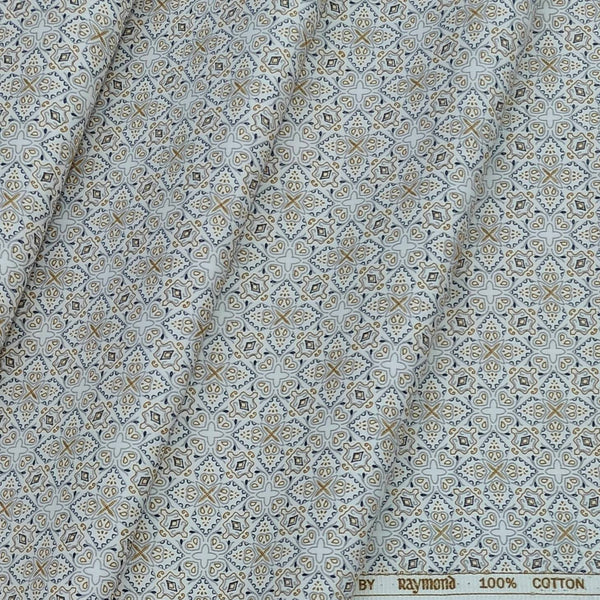 Shirt Fabric Raymond 100% Cotton Printed Colour Gold N White