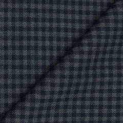 Tweed Blazer Fabric OCM  Wool Blended Small Check Colour Dark Blue N Lava Grey