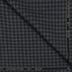 Tweed Blazer Fabric OCM  Wool Blended Small Check Colour Black N Lead Grey