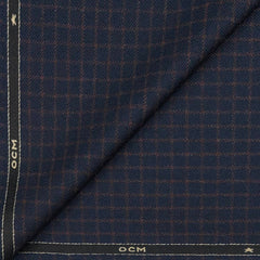 Tweed Blazer Fabric OCM  Wool Blended Small Check Colour Berry Blue