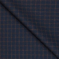 Tweed Blazer Fabric OCM  Wool Blended Small Check Colour Berry Blue