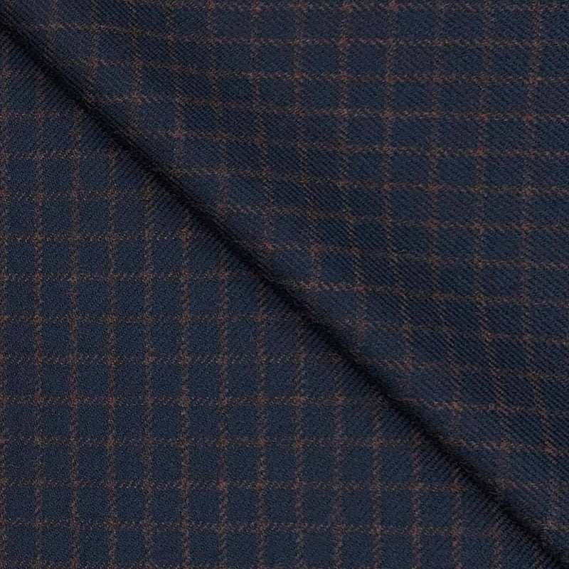 Tweed Blazer Fabric OCM  Wool Blended Small Check Colour Berry Blue