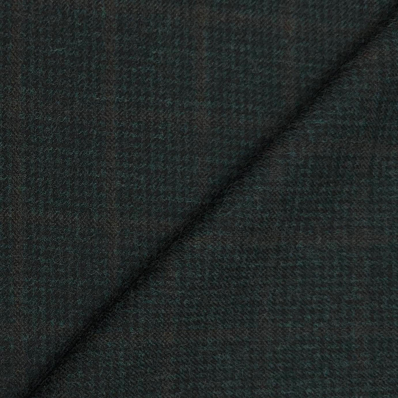 Tweed Blazer Fabric OCM  Wool Blended Broad Check Colour Dark Green