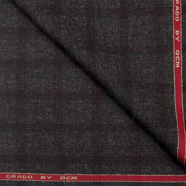 Tweed Blazer Fabric OCM Wool Blended Broad Check Colour American Bronze Brown