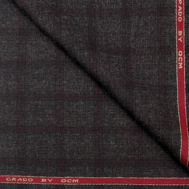 Tweed Blazer Fabric OCM  Wool Blended Broad Check Colour American Bronze Brown