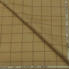 Tweed Blazer Fabric OCM 100% Wool Check Colour Dried Moss Brown