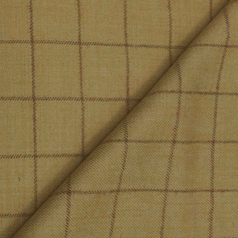 Tweed Blazer Fabric OCM 100% Wool Check Colour Dried Moss Brown