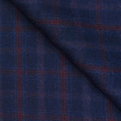 Tweed Blazer Fabric OCM 100% Wool Check Colour Denim Blue N Carmine Red