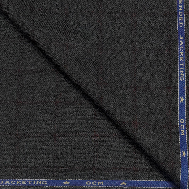 Tweed Blazer Fabric OCM Wool Blended Check Colour Greyish Brown