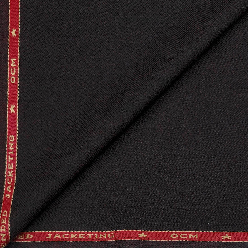 Tweed Blazer Fabric OCM Wool Blended Lining Colour Dark Wine