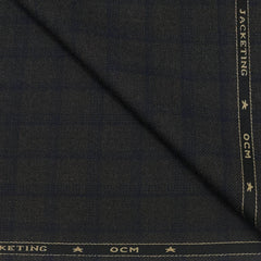 Tweed Blazer Fabric OCM Wool Blended Check Colour Brownish Grey N Blue
