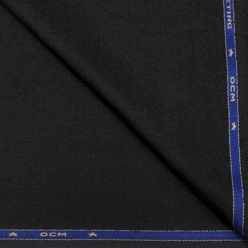 Tweed Blazer Fabric OCM Wool Blended Lining Colour Mehandi Black