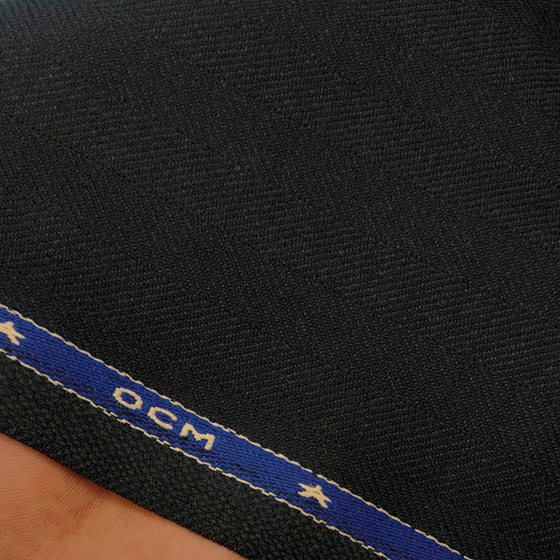 Tweed Blazer Fabric OCM Wool Blended Lining Colour Mehandi Black