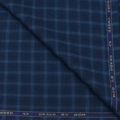 Tweed Blazer Fabric OCM Wool Blended Check Colour Light Blue N Silver