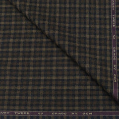 Tweed Blazer Fabric OCM Wool Blended Check Colour Cedar Brown