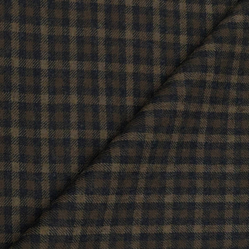 Tweed Blazer Fabric OCM Wool Blended Check Colour Cedar Brown