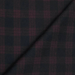 Tweed Blazer Fabric OCM Wool Blended Check Colour Dark maroon N Black