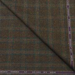 Tweed Blazer Fabric OCM Wool Blended Check Colour Brown