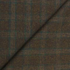 Tweed Blazer Fabric OCM Wool Blended Check Colour Brown