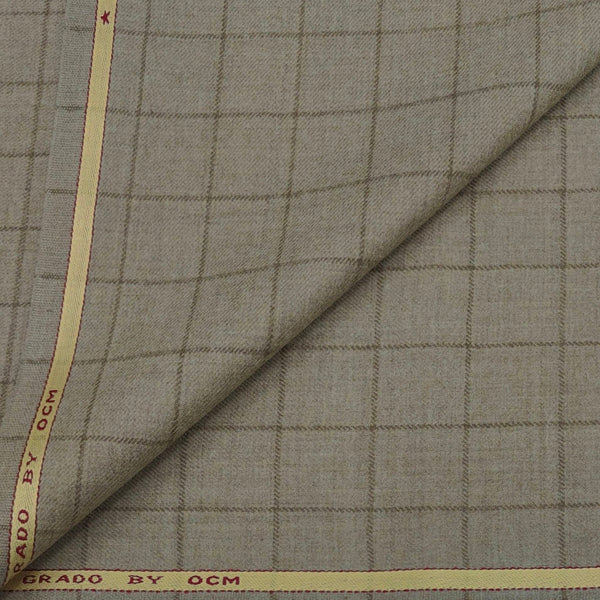 Tweed Blazer Fabric OCM Wool Blended Check Colour Malibu Beige