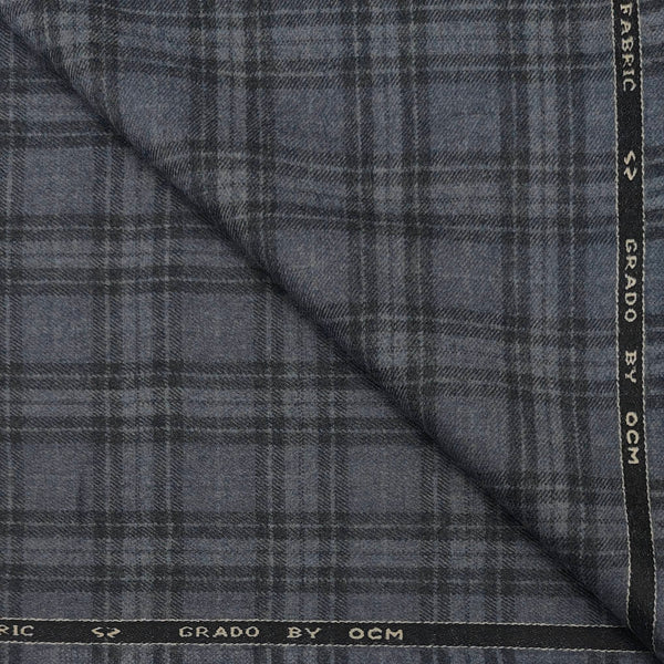 Tweed Blazer Fabric OCM 100% Wool Check Colour Cloudy Grey