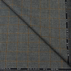 Tweed Blazer Fabric OCM Wool Blended Zig Zag Check Colour Silver N Gold