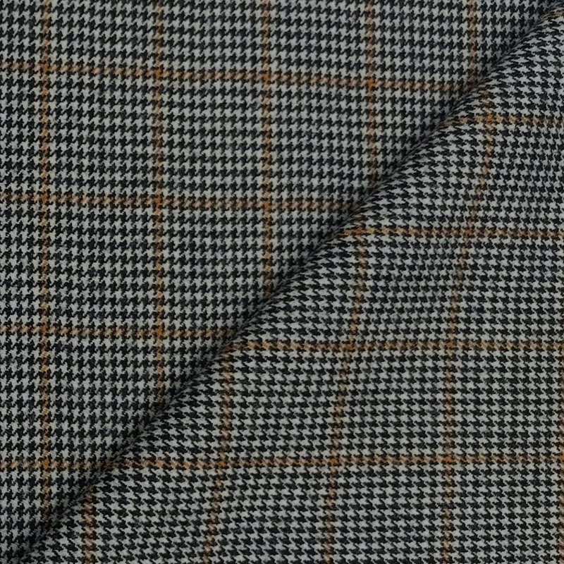 Tweed Blazer Fabric OCM Wool Blended Zig Zag Check Colour Silver N Gold