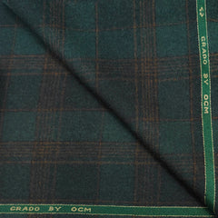 Tweed Blazer Fabric OCM Super Fine count 100% Wool Check Colour Dark Green