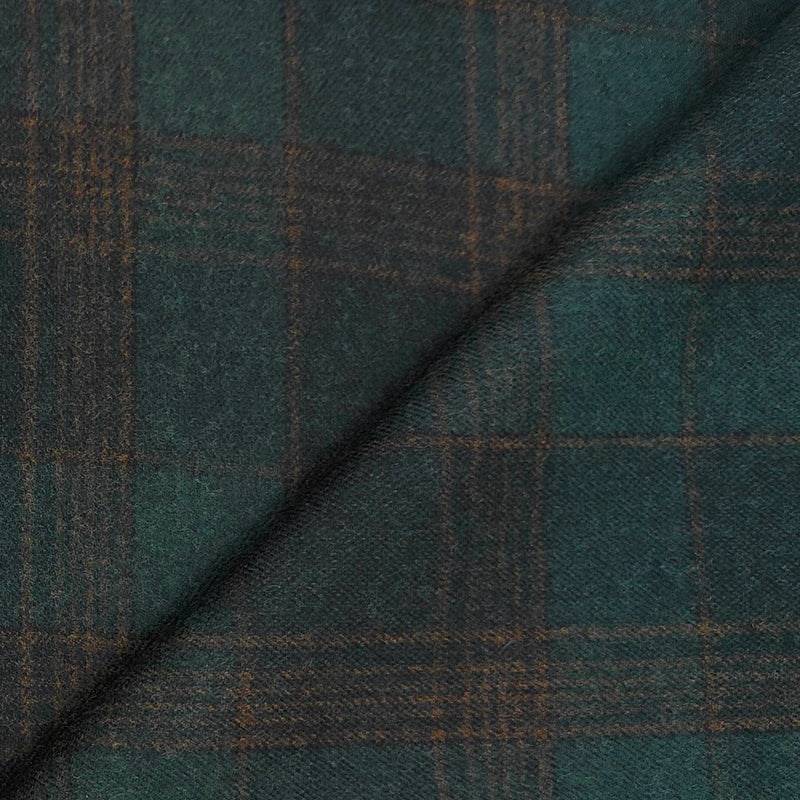 Tweed Blazer Fabric OCM Super Fine count 100% Wool Check Colour Dark Green